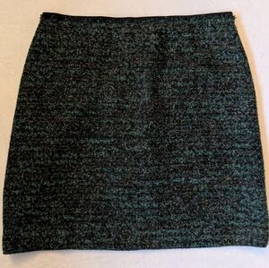 Ann Taylor Textured Black and Green Pencil Skirt